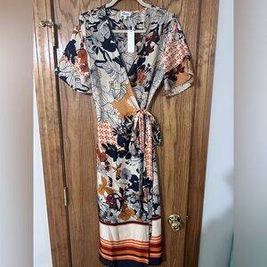 GLAM wrap dress, floral multi color. NWT size M
